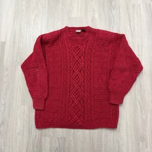 Vintage Paul Et Duffier Cable Knit Sweater Women's Large Crewneck 90s Fisherman